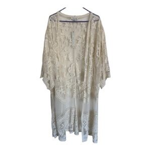 She + Sky Delicate Boho Lace Kimono Cardigan Size M/L Festival Beach Casual